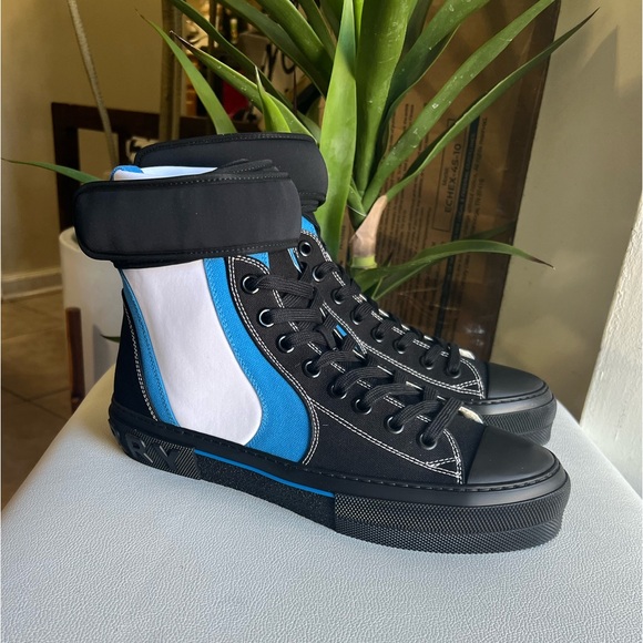 BURBERRY Men’s White/Black/Azure Sub High-Top Lace-Up Trainer Size 11 (44 IT) - Picture 12 of 14
